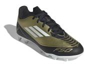adidas Kids F50 Club Messi Flexible Ground Sneaker, Gold Metallic/White/Black, 8 US Unisex Toddler