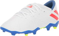 adidas Unisex-Kid's Nemeziz Messi 19.3 Firm Ground J Soccer Shoe, White/Solar Red/Football Blue, 3 M US Little Kid