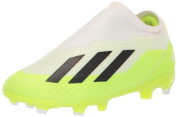 adidas X Crazyfast.3 Firm Ground Sneaker, White/Core Black/Lucid Lemon, 4 US Unisex Big Kid