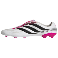 adidas Predator Precision.3 Youth Firm Ground Soccer Shoes - Fold-over Tongue, Soft Leather Forefoot, Firm Ground Outsole, Lightweight Synthetic Upper (White/Black/Pink, US Footwear Size System, Little Kid, Numeric, Medium, 11.5)