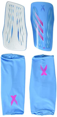 adidas Unisex-Adult X Shin Guard League Sky Rush/White/Team Shock Pink/Silver Metallic Large