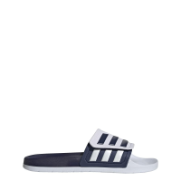 adidas Unisex Adilette Slides Sandal, White/Dark Blue/White (TND), 11 US Women