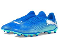 PUMA Men's Future 7 Play Firm, Artificial Ground Soccer Cleats Sneaker, Hyperlink Blue-Mint White, 9.5