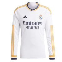 adidas Real Madrid CF Adult Long Sleeve Home Jersey 23/24 (US, Alpha, 3X-Large, Regular, Regular, White/Black/Gold)