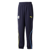 PUMA Manchester City Men's Pre-Match Woven Pants 24 (US, Alpha, XX-Large, Regular, Regular, New Navy-Yellow Glow)