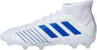 adidas Predator 19.1 Firm Ground Soccer Cleats (2 M US Big Kid, Cloud White/Bold Blue/Cloud White) (Unisex Child)
