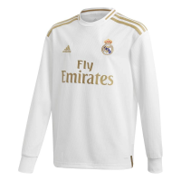 adidas Youth Real Madrid Home Long Sleeve Jersey 2019-20 (White/Gold) (YXL)