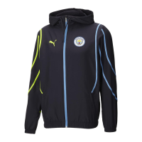 PUMA Manchester City Men's Pre-Match Woven Jacket 24 (US, Alpha, Large, Regular, Regular, New Navy-Yellow Glow)