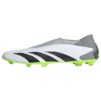 adidas Accuracy.3 Predator Laceless Firm Ground Sneaker, White/Core Black/Lucid Lemon, 11.5 US Unisex Little Kid