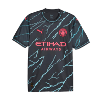 PUMA Men's Soccer Manchester City 23/24 Third Jersey - Electric Spark Pattern, Neon Pink Crest, dryCELL Technology (as1, Alpha, l, Regular, Regular)