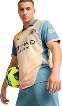 Manchester City 24/25 Fourth Jersey - Co-Designed by Noel Gallagher, Exclusive European Competition Wear (US, Alpha, X-Large, Regular, Regular, Rosebay-Bold Blue)