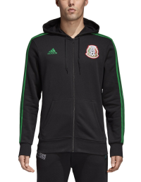 adidas World Cup Soccer Mexico Men's 3 Stripes Full Zip Hoodie, X-Large, Black