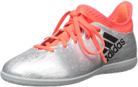 adidas Performance Kids' X 16.3 Indoor Soccer Shoe (Little Kid/Big Kid), Silver Metallic/Black/Indoorfrared, 11 M US Little Kid