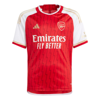 adidas Youth Soccer Arsenal 23/24 Home Jersey - Celebrates Unique Anniversary with Lightning Bolts and Gold Details (as1, Alpha, l, Regular)