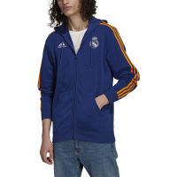 adidas 21-22 Real Madrid 3 Stripes Full Zip Hoodie - Mens Soccer L