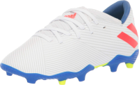 adidas Unisex-Kid's Nemeziz Messi 19.3 Firm Ground J Soccer Shoe, White/Solar Red/Football Blue, 12.5K M US Little Kid
