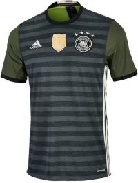 adidas International Soccer Germany Men's Jersey, Small, Dark Grey/White/Green