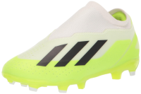 adidas X Crazyfast.3 Firm Ground Sneaker, White/Core Black/Lucid Lemon, 6 US Unisex Big Kid