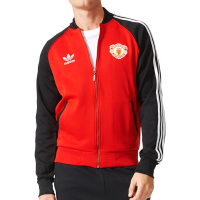 adidas Mens Originals Manchester United Superstar Track Top Medium, Red/Black