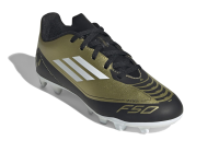 adidas F50 Club Messi Flexible Ground Sneaker, Gold Metallic/White/Black, 4.5 US Unisex Big Kid
