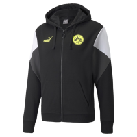 PUMA Men's Standard BVB FTBLCULTURE Full Zip Hoodie, Black-Safety Yellow, Medium