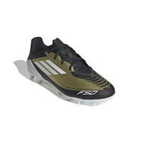 adidas Unisex F50 Club Messi Flexible Ground Sneaker, Gold Metallic/White/Black, 9.5 US Men