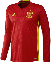 adidas Spain Home Long Sleeve Soccer Jersey Euro 16 (X-Small)
