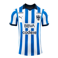 PUMA Men's Soccer Monterrey 23/24 Home Jersey - Retro Design, DryCell Technology, Sublimated Sponsors, 100% Polyester Construction (Medium) Blue/White