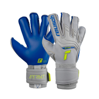 Reusch Attrakt Gold X Evolution Cut Goalkeeper Gloves, Gray/Blue/Yellow, Size 9