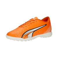 PUMA Mens Ultra Play Turf Trainer Soccer Cleats, Ultra Orange-PUMA Mens White-Blue Glimmer, 10
