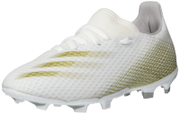 adidas X GHOSTED.3 Soccer Shoe, White/Metallicgold Melange/Grey(Firm Ground), 11 US Unisex Little Kid