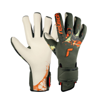 Reusch Pure Contact Gold X Adaptive Flex Goalkeeper Gloves, Desert Green/Shocking Orange, Size 8