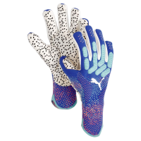 Puma Future Ultimate NC Goalkeeper Gloves - Elite+ Dual Grip Latex, Tight Fit, 3D Knitted Backhand, Silicone Band, Elasticated Wrist, Multiple Sizes (Bluemazing-Sunset Glow-Electric Peppermint, 7)