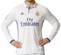 adidas Men's Real Madrid Long Sleeve Home Soccer Jersey 2016/17 (Large) White