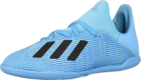 adidas Unisex-Kid's X 19.3 Indoor Soccer Shoe, Bright Cyan/Black/Shock Pink, 1.5 M US Little Kid