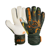 Reusch Attrakt Grip Finger Support Goalkeeper Gloves, Desert Green/Shocking Orange, Size 7