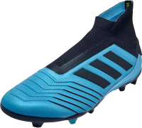 adidas Predator 19+ FG Soccer Cleats (Junior) (Bright Cyan/Black) (5 M Big Kid)