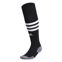 adidas 3-Stripe Hoop Soccer Socks (1-Pair) with Arch Compression for a Secure fit, Black/White, Large