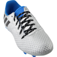 adidas Performance Kids' Messi 16.3 Firm Ground Soccer Shoe (Little Kid/Big Kid), Silver Metallic/Black/Shock Blue, 11.5 M US Little Kid