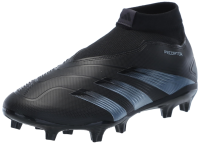 adidas Unisex Predator 24 League Laceless Firm Ground Sneaker, Black/Carbon/Black (Elastic Lace), 7 US Men