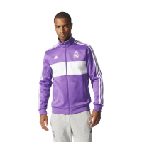 adidas Men's Soccer Real Madrid 3 Stripe Track Top, Ray Purple /Crystal White, Medium