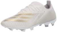 adidas Men's X GHOSTED.3 Soccer Shoe, White/Metallicgold Melange/Silver Metallic(Firm Ground), 10