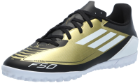 adidas Men's F50 Club Messi Turf Sneaker, Gold Metallic/White/Black, 9