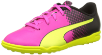 PUMA Unisex-Child Evospeed 5.5 Turf Trainer Soccer Shoe, Pink Glo/Safety Yellow, 2.5 B US Little Kid