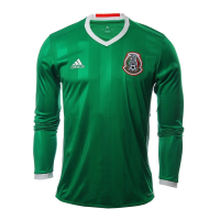 Adidas Mexico 2016 Long Sleeve Home Green/Red/White Jersey