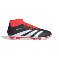 adidas Predator Club Sock Firm Ground Soccer Shoes - Strikeprint Elements, Foot-Hugging Fit, Synthetic Upper, Versatile Outsole, Environmentally Friendly, Core Black/Footwear White/Solar Red, 10.5