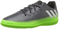 adidas Performance Kids' Messi 16.3 Indoor Soccer Shoe (Little Kid/Big Kid), Dark Grey/Metallic Silver/Neon Green, 10.5 M US Little Kid
