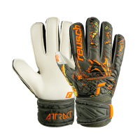 Reusch Attrakt Solid Finger Support Junior Goalkeeper Gloves, Desert Green/Shocking Orange, Size 6