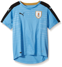 PUMA Men's Uruguay Kids Home Replica Shirt, Silver Lake Blue/Black/Victory Gold, YL
