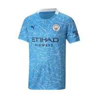 PUMA - Kids MCFC Home Shirt Replica Ss Kids with Sp, Size: X-Large, Color: Team Light Blue/Peacoat